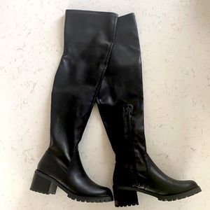 BRAND NEW Vegan Leather Over Knee Boots